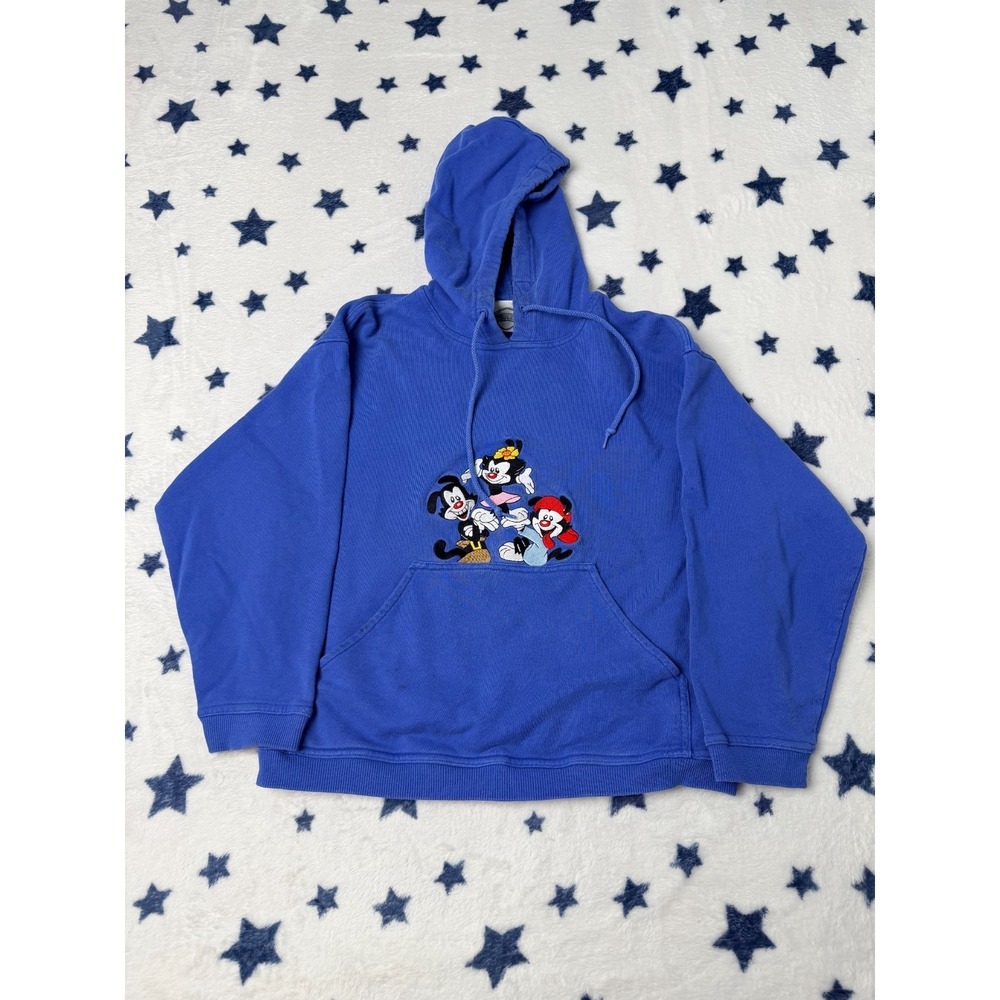 Vintage Animaniacs Hoodie Mens Large Blue Cartoon Pullover Sweatshirt